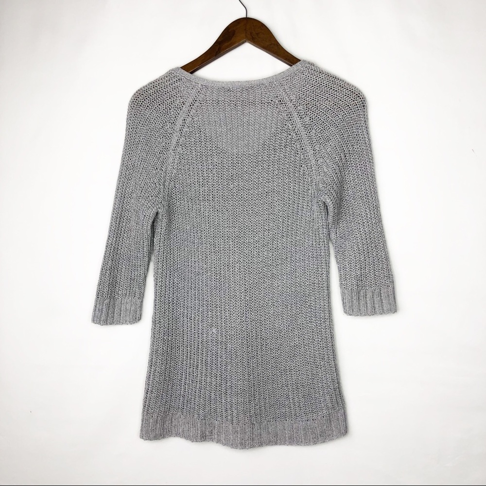 COLDWATER CREEK Silver V-Neck Sweater in Small - Picture 3 of 4
